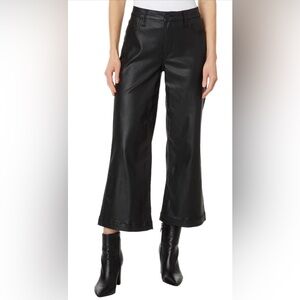 Kut from the Kloth Black Coated Petite Meg Wide-Leg Pants in Black